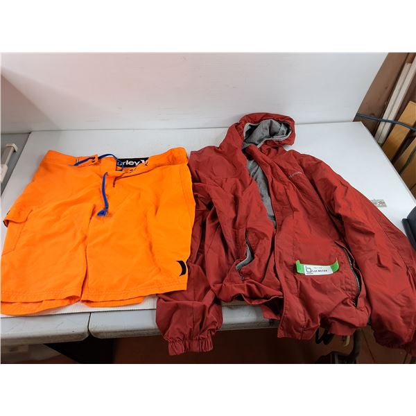 Hilfiger Jacket - Size M, Hurley Shorts - Size M