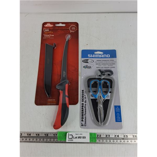 Berkley Fillet Knife - New, Shimano Japan Stainless Steel Scissors