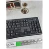 Image 3 : The Itty Bitty Book Light, Silver Candle Stick Holders, Logi Wireless Keyboard - As Is