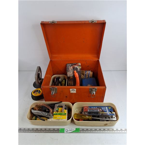 Metal Tool Box, Measuring Tape, Suction Cup, Screwdrivers, On/Off Spout, Misc