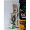 Image 2 : Plastic Tool Box, C Clamps, Putty Knife, Scissors, Chuck Key, Bolts, Measuring Tape, Misc