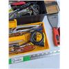 Image 6 : Plastic Tool Box, C Clamps, Putty Knife, Scissors, Chuck Key, Bolts, Measuring Tape, Misc