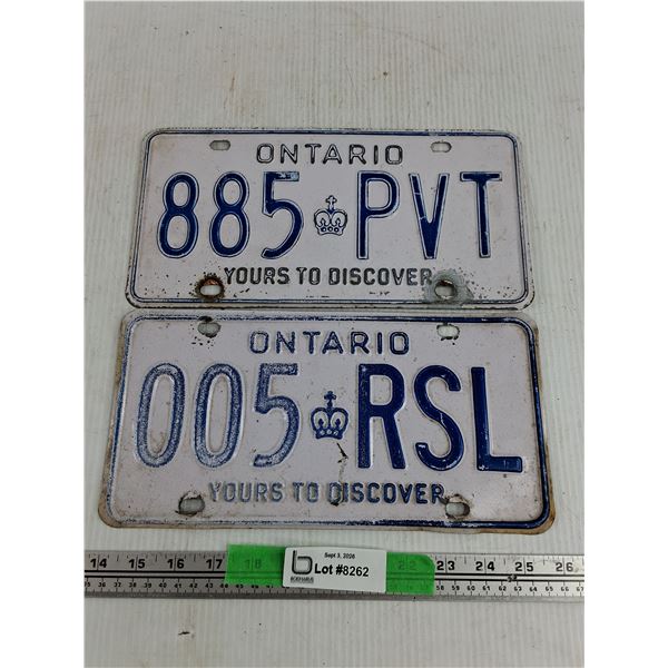 (2) Ontario License Plates