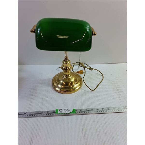 Vintage Banker Lamp 15" Powers On