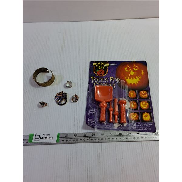 Pumpkin Carving Tool Kit, Women Jewelry- Ring Size 6.5", Bracelets, Earrings And Pin,