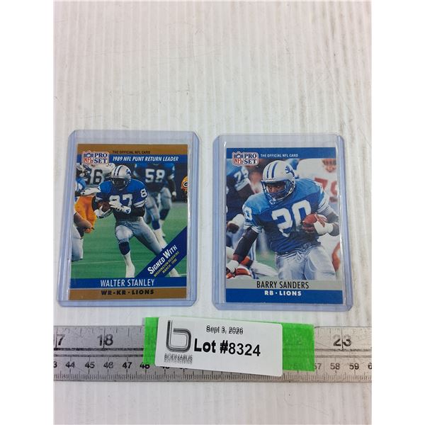 (2) Football Cards- Walter Stanley, Barry Sanders- Cannot Authenticate