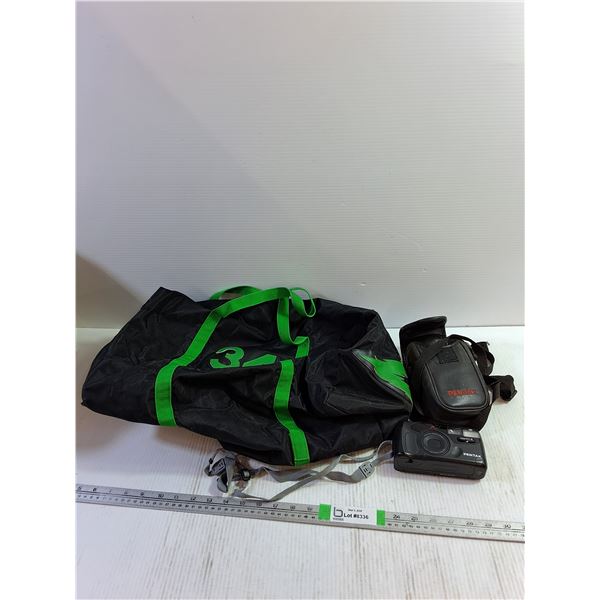 Pentax Zoom 600x Camera Untested, Duffel Bag Approx 17"x8"x11"