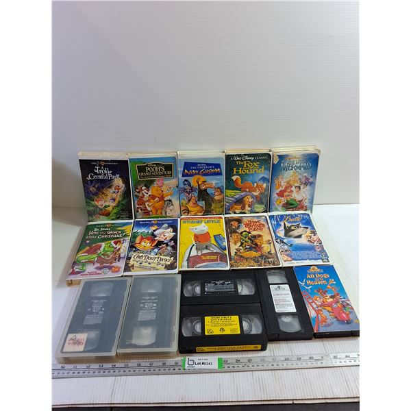 (16) VHS- Balto, Stuart Little, Spice World, New Groove, Fox And The Hound, Little Mermaid