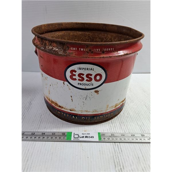 Vintage Imperial Oil Limited ESSO 25 LB.Metal Pail/Grease Drum, Pickup Preferred