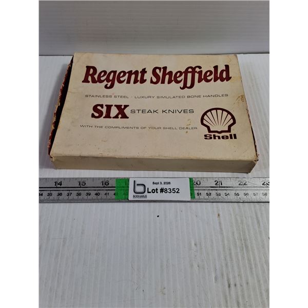 Vintage Promotional Set of Six Stainless Steel Steak Knives Courtesy of Shell Oil