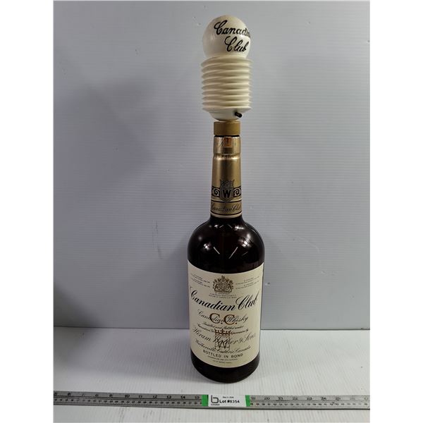 *Vintage Canadian Club Texas Mickey Bottle with White Accordion Dispensing Pump in Excellent Conditi