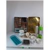 Image 1 : (2) Trays, Ceramic Gravy Separator, Ceramic Pitcher, Misc
