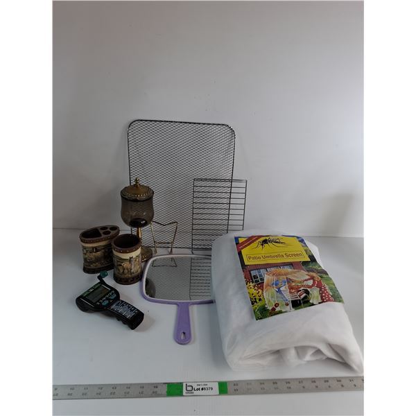 Patio Umbrella Screen, Sport Fishing Game Untested, Handheld Mirror, Misc