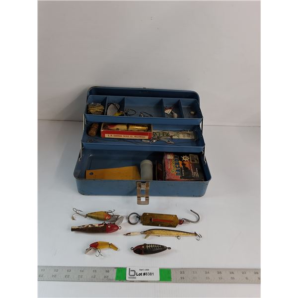 Utility Box with Fish Baits and Hooks