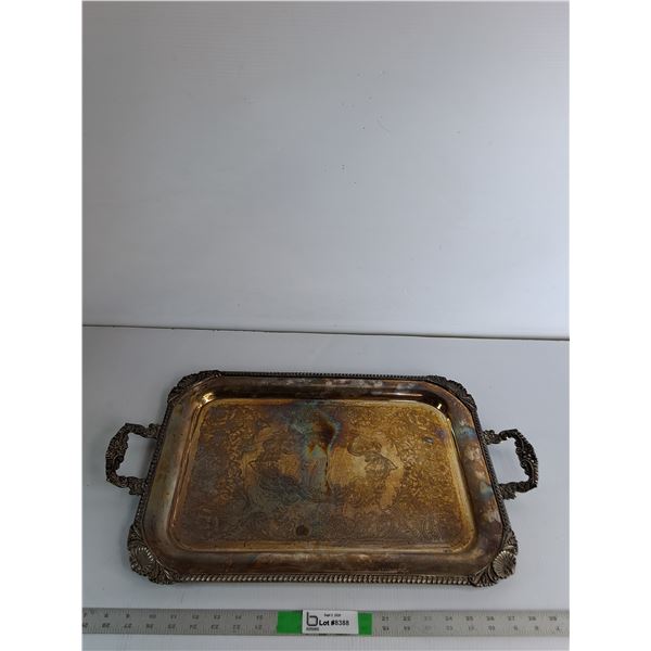 Silver Plated Tray with Floral Engravings