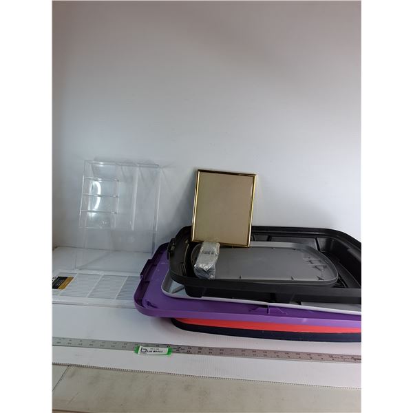 Assorted Bin Lids, Plastic Organizer, Sony Remote, Misc, Pickup Only