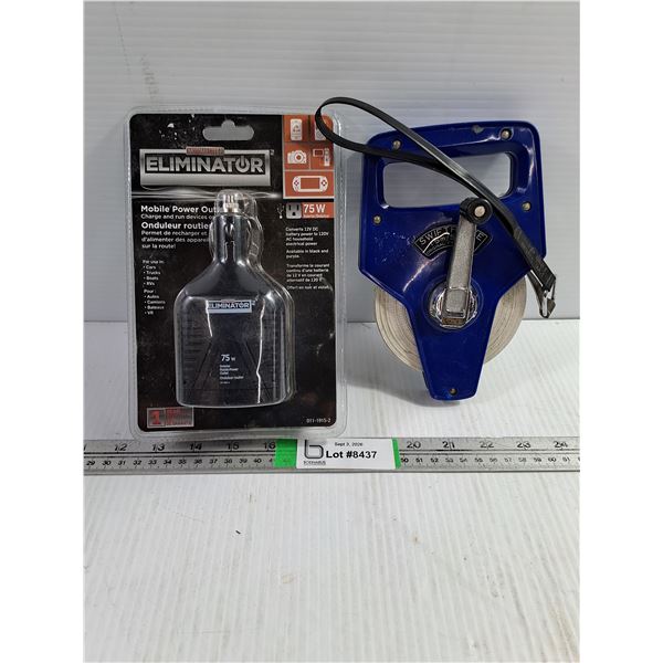 Motomaster Mobile Power Outlet (sealed) and 50 ft. Fibreglass Measuring Tape