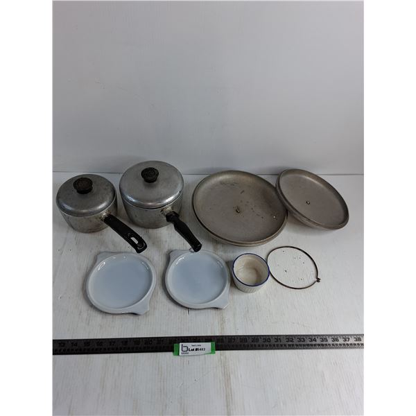 Cast Aluminum Cookware, Pyrex Lids, Misc.