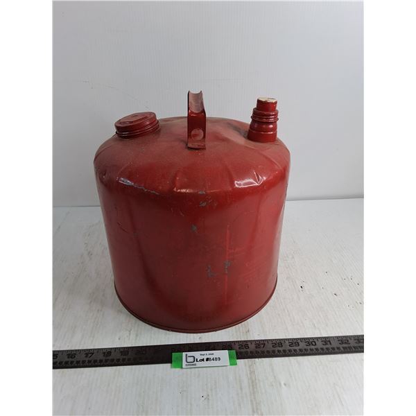 Vintage Metal Fuel Can - 12" High x 12" Diameter, Pickup Only