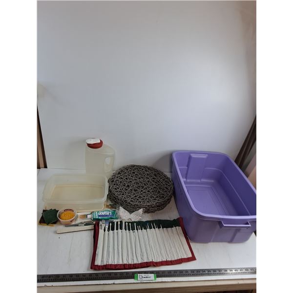 Craft/Paint Supplies, Decor Mats, Totes, Plastic Pitcher - Cannot Ship