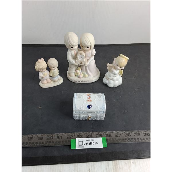 (4) Precious Moments Porcelain Ornaments - 1 is Broken