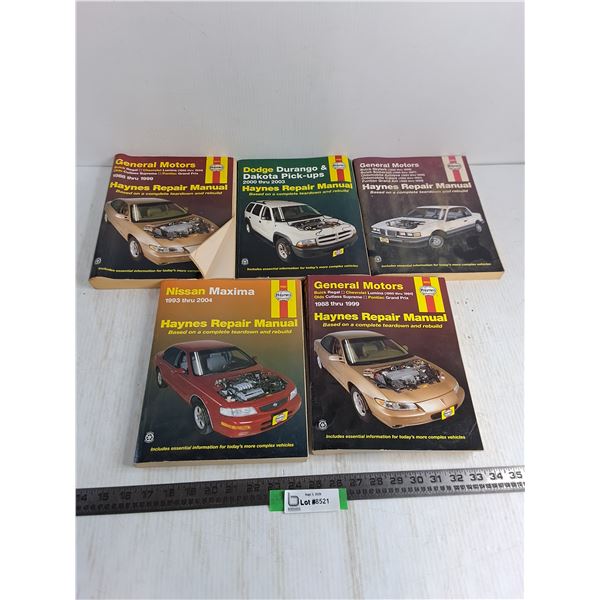 (5) Haynes Auto Repair Manuals from 1980s to 2000s