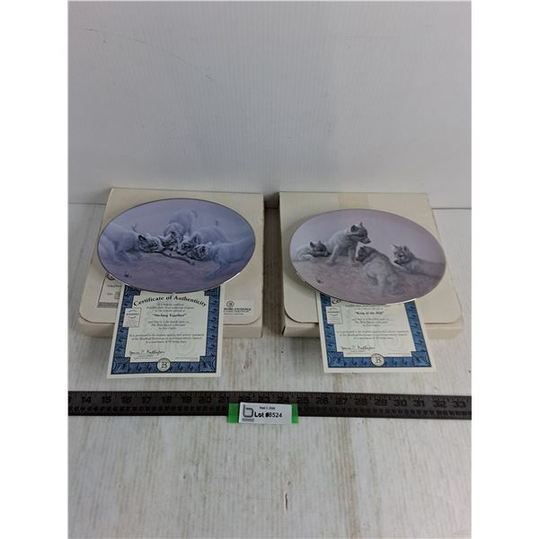 (2) Decorative Plates featuring Wolves w/COAs