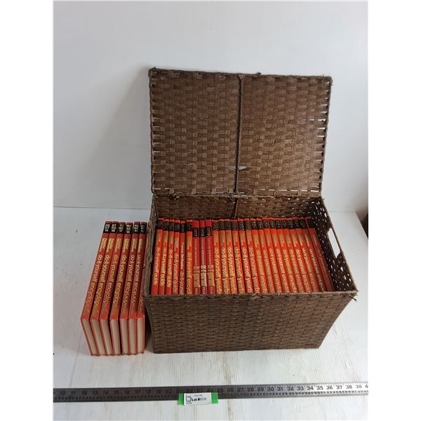 (32) Popular Mechanics Encyclopedias, Wicker Storage Box - 18x12x12", Pickup Preferred