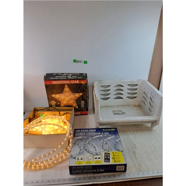 (2) LED Rope Lights, Shooting Star, (4) Sterilite  Magazine Bins