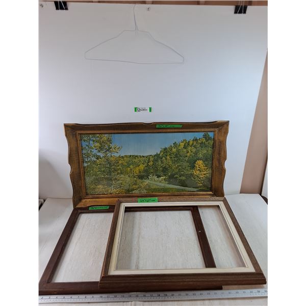 Framed Pictire of Rural Road and (2) Photo Frames As-Is