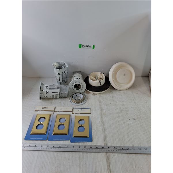 (3) Atron Outlet Covers, (2) JPHVAC Round Heat Diffusers, (3) Recessed Lighting Mounts All As-Is