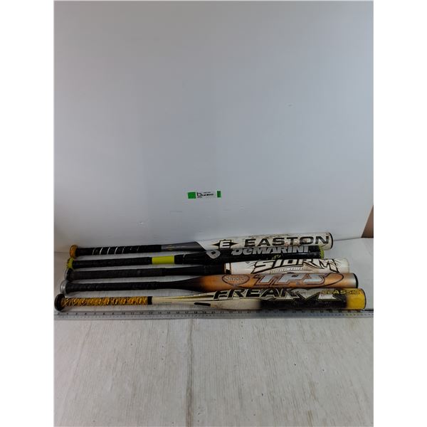 (5) Aluminum Baseball Bats, FreakM, Louisville Slugger, Storm, DeMarini, Easton, Pickup Preferred