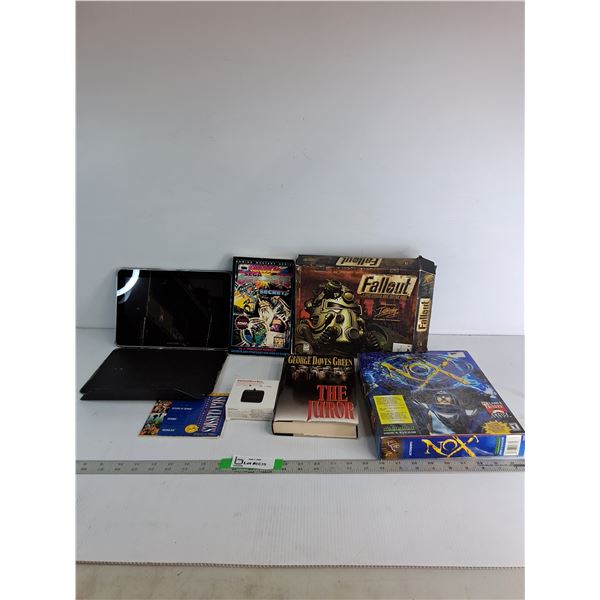 Samsung Tablet As Is, Empty Game Boxes, Books- The Juror, Awesome Sega Genesis Secrets