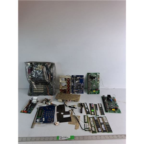 Motherboard, Various Circuit Boards, RAM Sticks