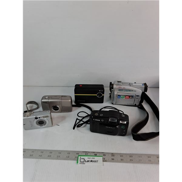 Assorted Cameras and Camcorder - Canon, Polaroid, Kodak - As Is