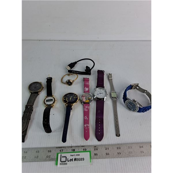 Assorted Watches (8) and Watch Charging Cord