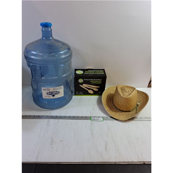 Wooden Cutlery, 18.9L Water Jug, Hat