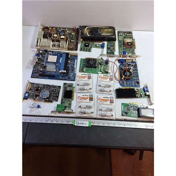 Assorted Spark Plugs, Circuit Boards, Motherboards, Graphics Card
