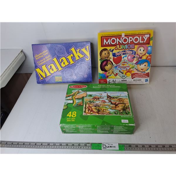 Dinosaur Floor Puzzle, Malarky, Monopoly Jr.
