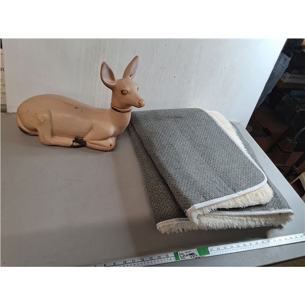Deer Lawn Ornament 18" Long, Fur Style Rug 67" x 46", Can't Ship