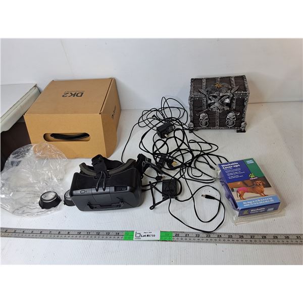 Oculus VR Headset- As Is, Dog Diaper, Aquarium Chest 7.5" x 5.25" x 6.25"