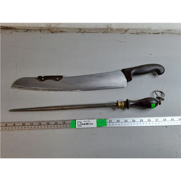 Commercial Pizza Knife 21.5" & Sharpener- Can't Ship