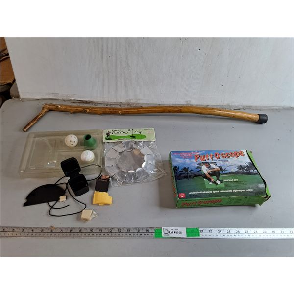 Puttoscope- As Is, Practice Putting Cup, Wooden Cane 35"- Can't Ship