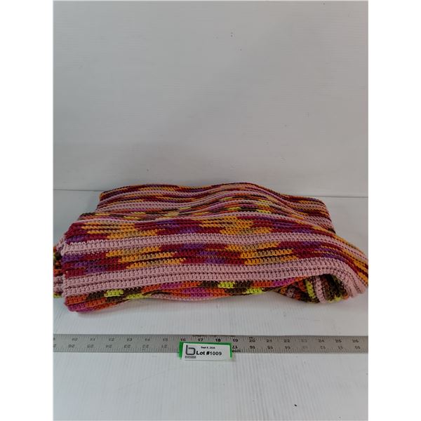 Colorful Knitted Blanket - 43" x 40"