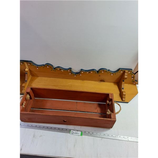 Decorative Floating Shelf 43" & Wooden Tool Storage (24x8x5") - Cannot Ship