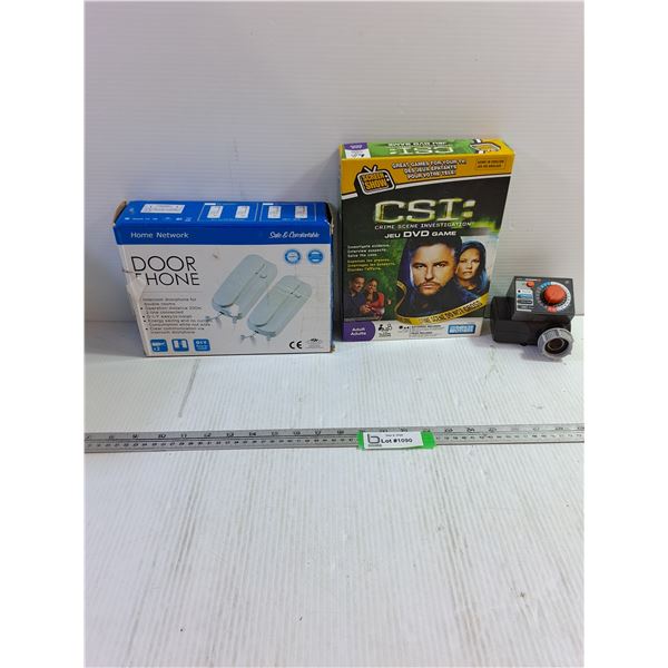 Door Phone, Hasbro Crime Scene DVD Game, Sprinkler