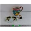 Image 1 : Ceramic Pitcher, Milk Glass Oval Plate, Eagle Bust