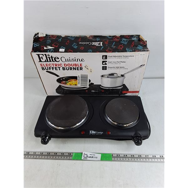 Elite Cuisine Electric Double Buffet Burner - Powers On, As Is