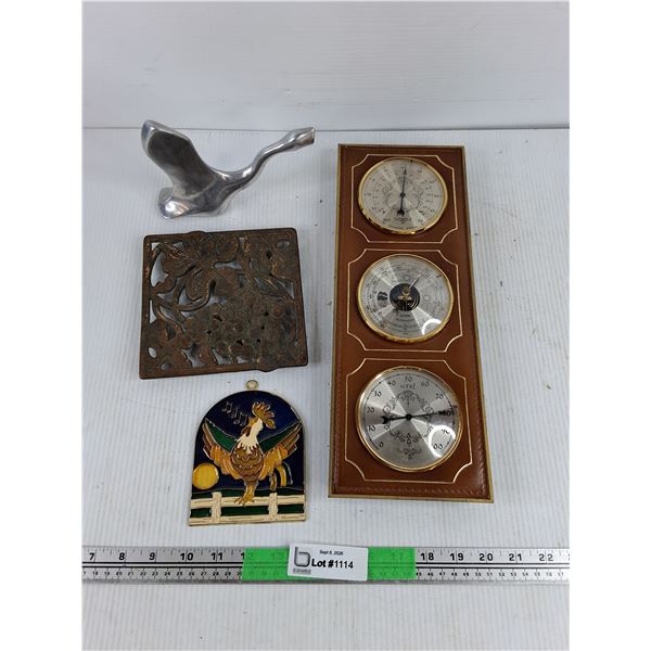 Vintage Swan Ornament, Vintage Hot Plate, Wall Weather Station, Stained Glass Ornament