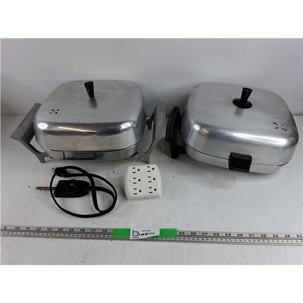 Vintage Electric Fry Pans, 6 Outlet Wall Adapter, As is, Needs Repair